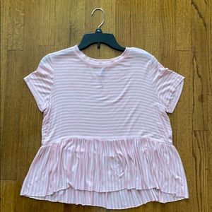 Pink and White Striped Babydoll Shirt